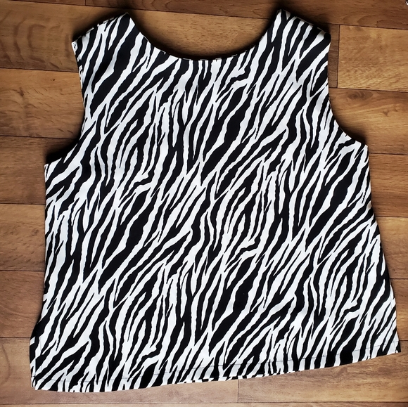 She's Line New York Black & White Zebra Print Tank Top Size 16 - Picture 2 of 5
